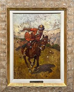 (М) Рубо Франц Алексеевич (1856-1928) - Всадник на рыжем коне. 1910-е - 1920-е гг. Картон, ...