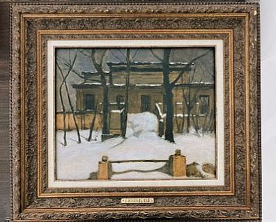 (П) [приписывается] Жуковский Станислав Юрьевич (1973 - 1944) - Усадьба зимой. 1905 г. Картон, ...