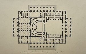 Неизвестный гравер по рисунку Джакомо Кваренги (1744-1817) План здания Большого театра. 1780-е