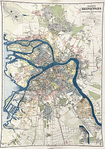 [Из частной коллекции N] План Петрограда с ближайшими окрестностями. 1916 г.
Издательтство товарищества А.С. Суворина "Новое время".