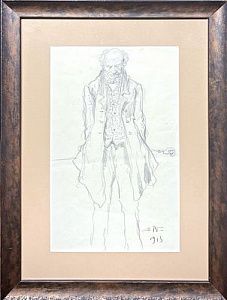 (М) Маковский Владимир Егорович (1846-1920) Фигура стоящего мужчины с тростью за спиной. 1913 г.