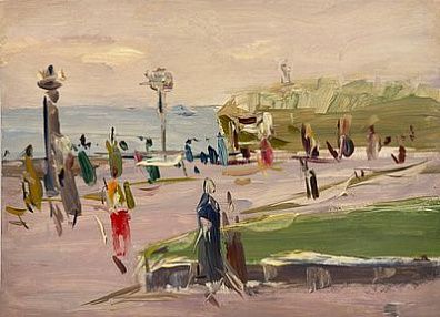(П) Семёнов Арсений Никифорович (1911 — 1992) - Набережная в Ялте. 1957 г. Картон, масло 35 х ...
