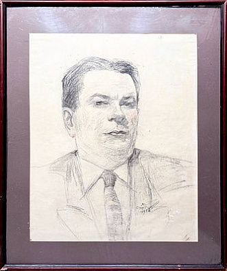 (М) Сарьян Мартирос Сергеевич (1880-1972) - Мужской портрет. 1958 г. Бумага, уголь, сангина. 62 ...