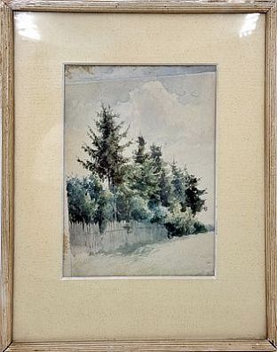 (П) [Приписывается] Бенуа Альберт Николаевич (1852–1936) - Летний пейзаж. 1910 г. Бумага, ...