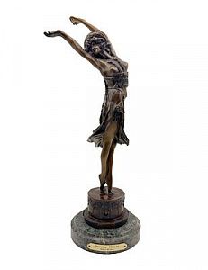 (П) Claire Jeanne Roberte Colinet ( 1880-1950 ) - Скульптура Танцовщица, бронза