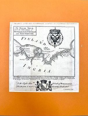(П) План. Река Нева с расположением Петербурга, Кроншлота и Шлютельбурга. Первая пол. XIX в. ...