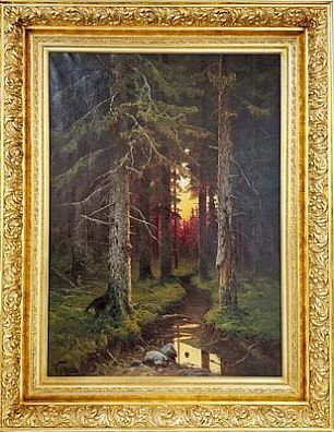 (П) Платонов Семён Сергеевич (1860–1925) - Тихий уголок леса. Конец XIX - начало XX в. Холст, ...