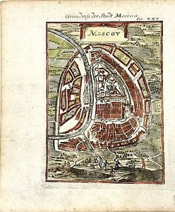 (П) Малле Ален Маннессон (Allain Manesson-Mallet; 1630–1706) План Москвы. Франкфурт, 1686 г. [Grundriss der Stadt Moscau]