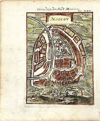 (П) Малле Ален Маннессон (Allain Manesson-Mallet; 1630–1706) План Москвы. Франкфурт, 1686 г. [Grundriss der Stadt Moscau]