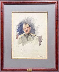 (М) Герасимов Александр Михайлович (1881-1963) - Портрет служащего. Середина 1910-х гг. Бумага ...