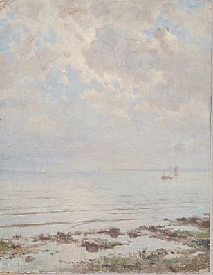 (П) Дубовской Николай Никанорович (1859 - 1918) - Морской пейзаж с парусником. Конец XIX в. ...