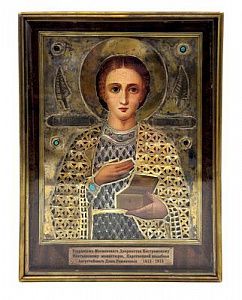 Икона. Святой Пантелеймон целитель. Морской киот. Предположительно ранняя икона мастера Кузьмы ...