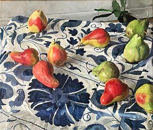 (П*) Светлаков Сергей Николаевич (1961 г.р.) - Натюрморт с грушами. 2026 г. Холст, масло. 55 х ...