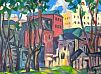 (П) Вовкушевский Ростислав Иванович (1917 - 2000) - Пейзаж с высоким домом (по А.Лентулову). ...