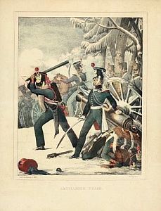 (П) Август Луи Виктор де Молтгейм (Auguste Louis Victor de Moltzheim) (1822 - 1881) Русская артиллерия. Лист из книги "Коллекция актуальной формы европейской артиллерии" [Collection des uniform actuales de l'artellerie euroien]. Ок. 1830 г.