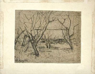 (П) Александр Васильевич Куприн (1880 - 1960) - Сад весной. 1908 г. Бумага, графитный карандаш. ...