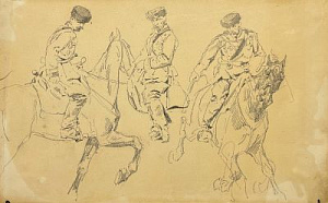 Френц Рудольф Фердинандович (1831-1918) Зарисовки. Конный егерь. Конец XIX века