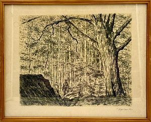 (П) Верейский Георгий Семенович (1886-1962) - По грибы. Бумага, литография. 52 х 42 см