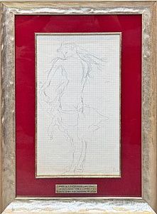 (М) Ларионов Михаил Федорович (1881-1964) - Купальщица. 1940-1950-е гг. Бумага в клетку, ...