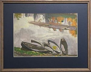 [Мир Искусства] Белкин Вениамин Павлович (1884-1951)Пейзаж с лодками. 1930-е гг.