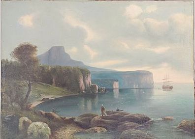 (П) [Приписывается] Боголюбов Алексей Петрович (1824 - 1896) - Прибрежный пейзаж. Вторая ...