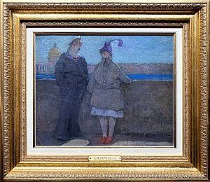 *Вахрамеев Александр Иванович (1874-1926) - Свидание на Неве. 1919 г. Картон, масло. 26 х 26,5 ...