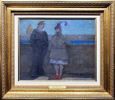 *Вахрамеев Александр Иванович (1874-1926) - Свидание на Неве. 1919 г. Картон, масло. 26 х 26,5 ...