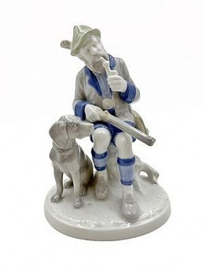 (П) Фарфоровая статуэтка «Охотник с собакой». Gerold Porzellan (Бавария, Германия), 1949-1989 ...