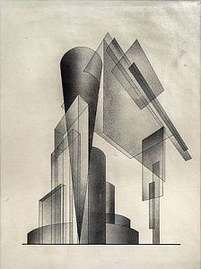 (М) Чернихов Яков Георгиевич (1889-1952) - Композиция. 1920-е гг. Бумага, тушь. 56,2 х 43,6 см ...