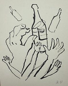 (М) Кропивницкий Лев Евгеньевич (1922–1994) - Бутылки с руками. Иллюстрация к книге стихов Г. ...