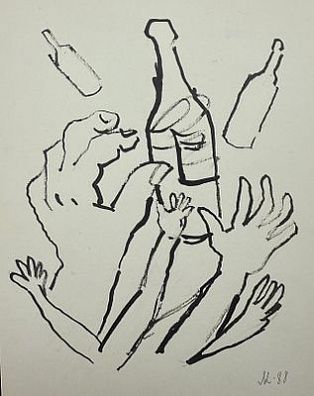 (М) Кропивницкий Лев Евгеньевич (1922–1994) - Бутылки с руками. Иллюстрация к книге стихов Г. ...