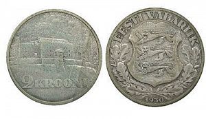 (П) 2 кроны, Эстония, «Замок Тоомпеа в Таллине», 1930 год.