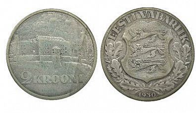 (П) 2 кроны, Эстония, «Замок Тоомпеа в Таллине», 1930 год.