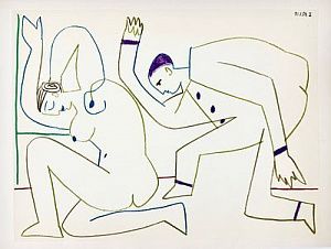 (П) Пикассо Пабло (1881 - 1973) - Игры. 1954 г. Бумага, литография. 26,5 х 35 см Работа из ...