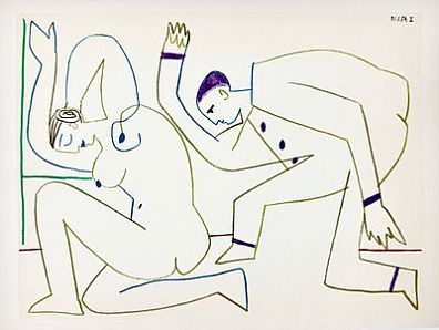 (П) Пикассо Пабло (1881 - 1973) - Игры. 1954 г. Бумага, литография. 26,5 х 35 см Работа из ...