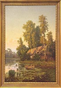 (П) [Приписывается] Волков Ефим Ефимович (1844-1920) Пейзаж с лодкой. конец XIX - начало XX вв.