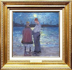 *Вахрамеев Александр Иванович (1874-1926) - Петроград при луне. 1919 г. Картон, масло. 23,5 х ...