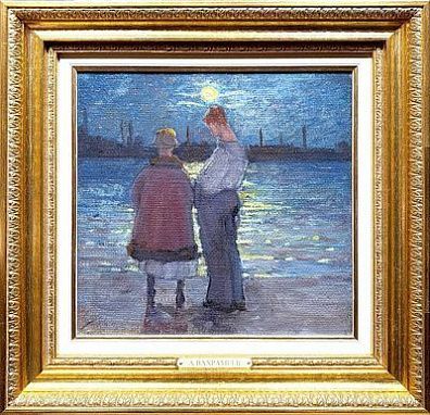 *Вахрамеев Александр Иванович (1874-1926) - Петроград при луне. 1919 г. Картон, масло. 23,5 х ...