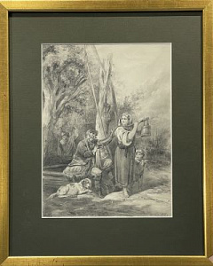 [коллекция АВ] Перов Василий Григорьевич (1833-1882) [приписывается] Солдаты и молодая женщина. 1872 г.