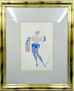 (П) Эрте (Тыртов Роман Петрович) (1892–1990) - Эскиз костюма. Середина XX в. Бумага, гуашь, ...