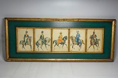 (П) Форма всадников-гусар европейских государств. XIX в. Доска, гравюра. 26 х 66 см