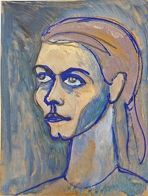 (П) Гликман Гавриил Давидович (1913-2003) - Голова девушки. №100. Картон, темпера 60 х 45 см ...