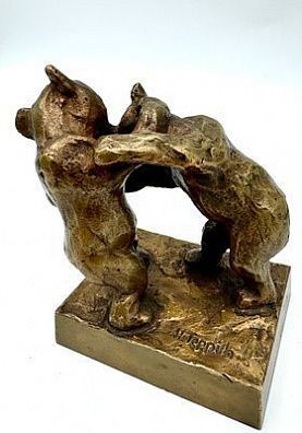 (М) Ганс Теппих (1903-1994) - Два медведя. 1970-е гг. 12,3 х 11,5 см Бронза. Ганс Теппих ...