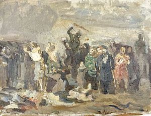 (П) Вольштейн Лев Израилевич (1908–1984) - Подготовительный эскиз к картине "Мученики Гетто". ...