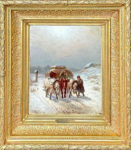 (М) Сверчков Николай Егорович (1817-1898) - Ямская тройка зимой. Последняя четверть XIX в. ...