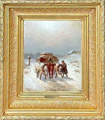 (М) Сверчков Николай Егорович (1817-1898) - Ямская тройка зимой. Последняя четверть XIX в. ...