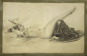 (П) [Приписывается] Степан Степанович Рожанковский (1890-е – ?) - Обнаженная. Первая четверть ...