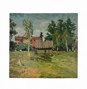 (П)Ненартович Анатолий Акимович (1915—1988) - Летний день. 1953 г. Картон, масло. 27 х 29 см. ...