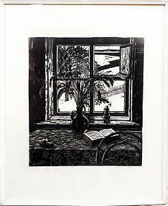 (П) Выржиковский Эдвард Яковлевич (1928-2008) - Окно в Савкине, первый снег. 1968 г. Бумага, ...