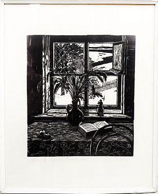 (П) Выржиковский Эдвард Яковлевич (1928-2008) - Окно в Савкине, первый снег. 1968 г. Бумага, ...